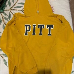 Vintage Yellow PITT Hoodie - university of Pittsburgh